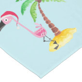 Chemin De Table Court Flamants roses Whimsical rose Noël tropical (Coin)