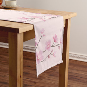 Chemin De Table Court Fleur de cerisiers - rose