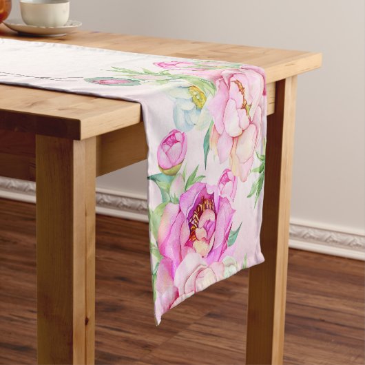 Chemin De Table Court Fleur Light Pink Cool Imprimé (In Situ)