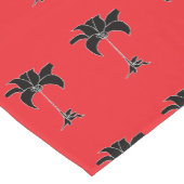 Chemin De Table Court Fleur Noir Rouge (Coin)