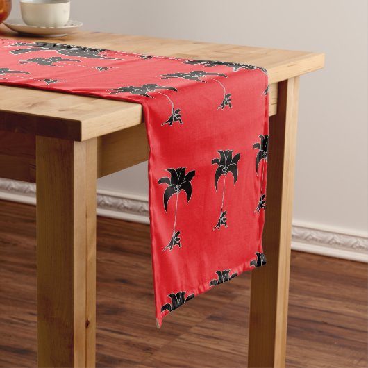 Chemin De Table Court Fleur Noir Rouge (In Situ)