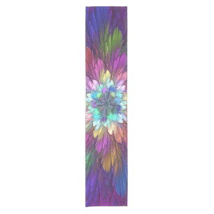 Chemin De Table Court Fleur psychédélique colorée Art fractal Abstrait
