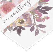 Chemin De Table Court Fleur rose pastel et violet personnalisée (Coin)