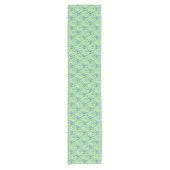 Chemin De Table Court Fleurs Bleues Et Grass Motif D'Art Naturel (Devant)