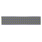 Chemin De Table Court Fleurs bleues Motif de la nature (Horizontal)