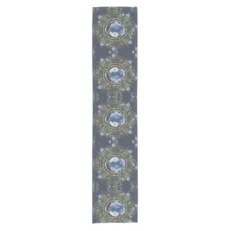 Chemin De Table Court Fleurs bleues vintage moderne