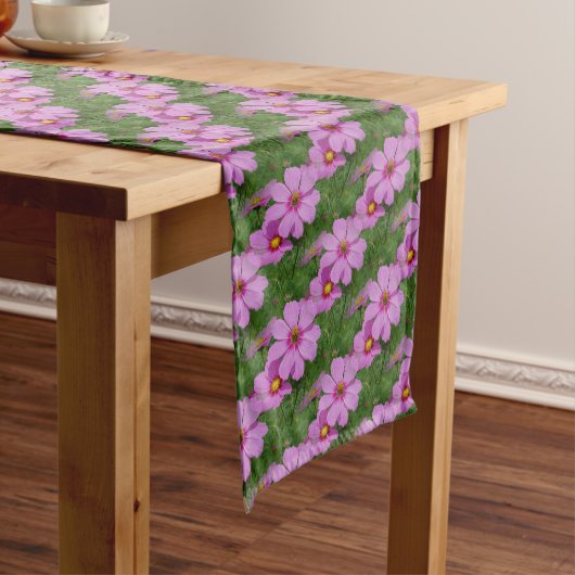 Chemin De Table Court Fleurs de Cosmos rose Motif naturel (In Situ)