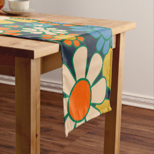 Chemin De Table Court Fleurs de Jardin Rétro 60s les années 70 motif Flo