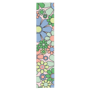 Chemin De Table Court Fleurs de Jardin Retro Super 60s les années 70 Pri