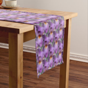 Chemin De Table Court Fleurs d'Iris Pourpres Motif de la nature