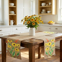 Fleurs jaunes à l'aquarelle sur toile de jute