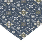 Chemin De Table Court Fleurs nordiques blanches et or sur arrière - plan (Coin)