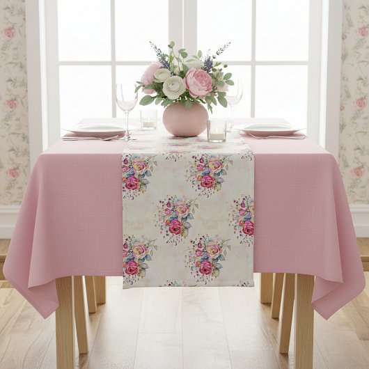 Chemin De Table Court Fleurs printanières