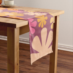 Chemin De Table Court Fleurs rétro 60s les années 70 motif floral rose v