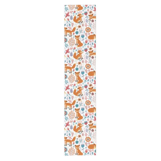 Chemin De Table Court Fleurs Rétro mignonnes Foxes & Oiseaux Motif Nappe (Devant)
