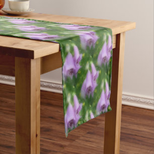 Chemin De Table Court Fleurs roses Foxglove Motif naturel