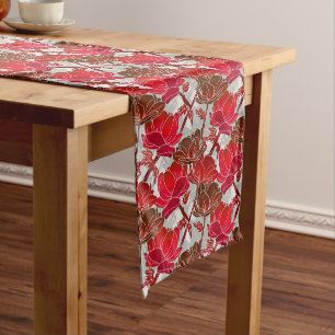 Chemin De Table Court Fleurs Rouges Élégantes Et Féminines