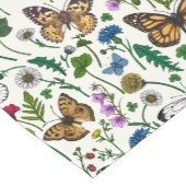 Chemin De Table Court Fleurs sauvages et papillons sur blanc (Coin)