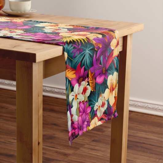 Chemin De Table Court Fleurs tropicales colorées (In Situ)