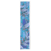 Chemin De Table Court Floral bleu ancien Boho moderne (Devant)
