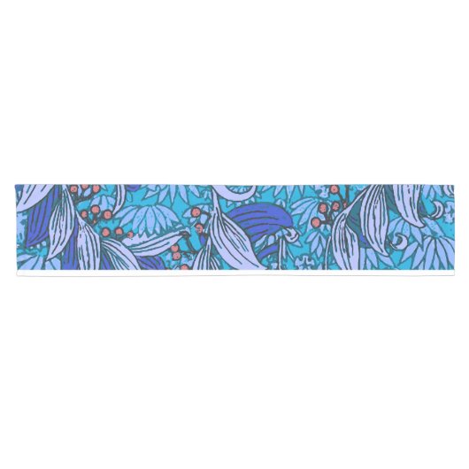 Chemin De Table Court Floral bleu ancien Boho moderne (Horizontal)