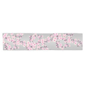 Chemin De Table Court Floral Cherry Blossom Pink Gray (Horizontal)