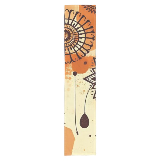 Chemin De Table Court Floral Mandala tons boho rustiques chauds (Devant)