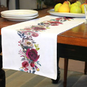 Chemin De Table Court Flores d'aquarelle de Bourgogne