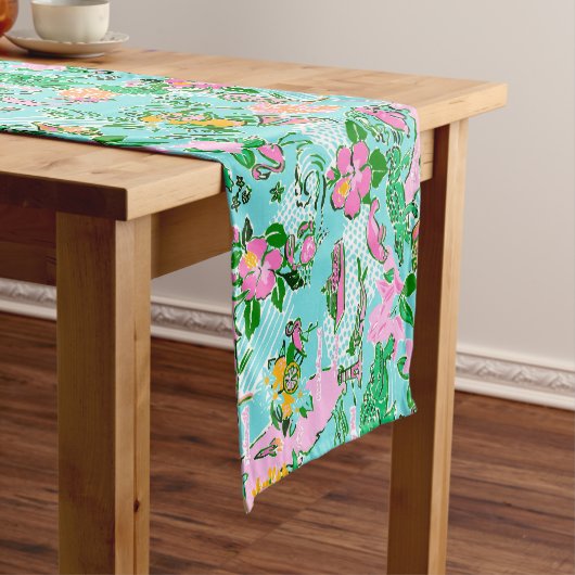 Chemin De Table Court Florida Map Preppy Palm Beach Pattern Print (In Situ)