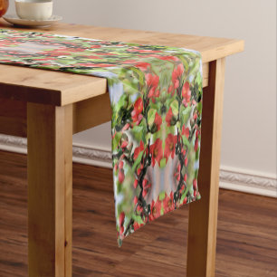 Chemin De Table Court Flower Quince rouge fleurs Motif Abstrait