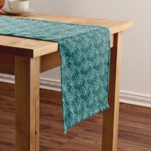 CHEMIN DE TABLE COURT FONCTIONNEMENT DE TABLE TURQUOISE 18 LT ROSES MÉTA