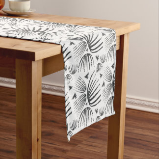 Chemin De Table Court Formes Abstraites Motif Sans Couture en Noir et Bl