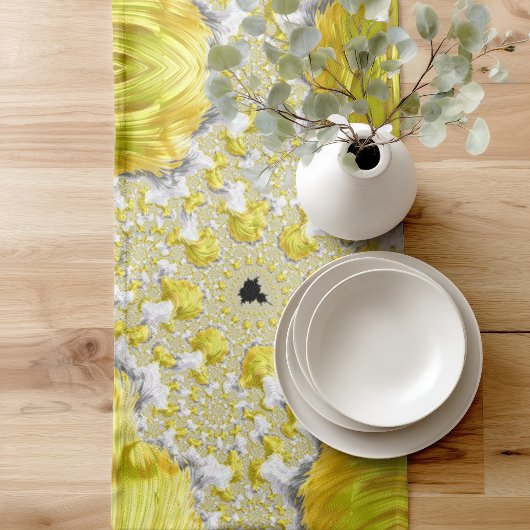 Chemin De Table Court Fractale dorée abstraite