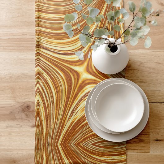 Chemin De Table Court Fractale dorée abstraite