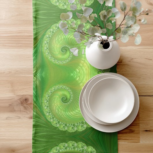 Chemin De Table Court Fractale spirale verte moderne