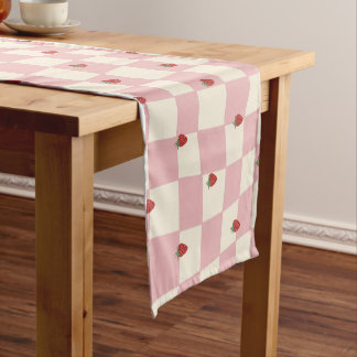 Chemin De Table Court fraise rose