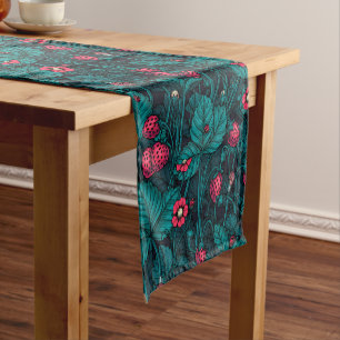 Chemin De Table Court Fraises sauvages, rouges et bleues