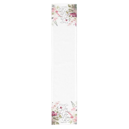 Chemin De Table Court Fruit de l'Esprit rose floral (Devant)