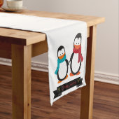CHEMIN DE TABLE COURT FUN PENGUINS CHRISTMAS (In Situ)