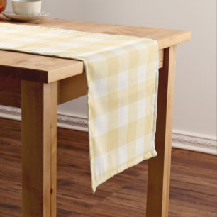 Chemin De Table Court Gingham à carreaux jaune ensoleillé Gingham