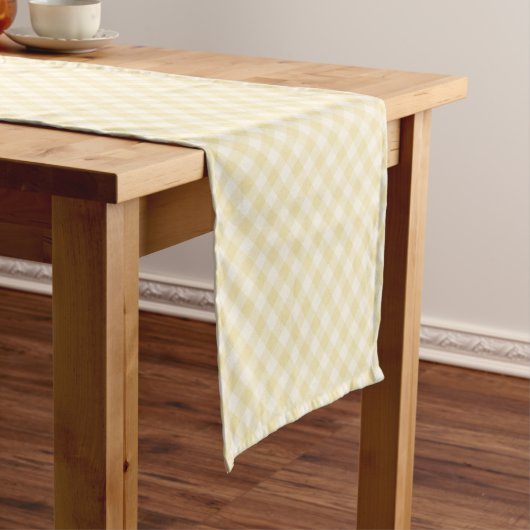 Chemin De Table Court Gingham Rétro Printemps | Crème Beurre (In Situ)