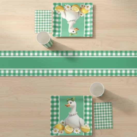 Chemin De Table Court Gingham Vert