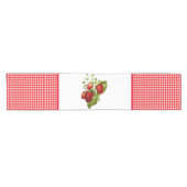 Chemin De Table Court Ginghams Rouges avec Centre Fraise (Horizontal)