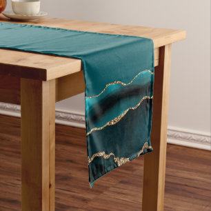 CHEMIN DE TABLE COURT GLAM DE PARTIES SCINTILLANT EN ARGENT EN MARBRE BL