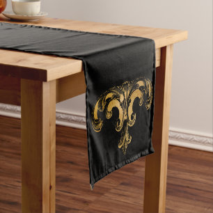 Chemin De Table Court Glam gothique   Runner table   Noir et or