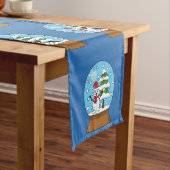 Chemin De Table Court Globe de neige avec Snowman et Pine Tree (In Situ)