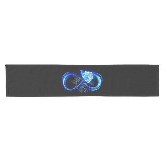 Chemin De Table Court Glowing infinity with blue rose (Horizontal)