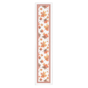 Chemin De Table Court Golden Automne Maple Feuilles Blanc