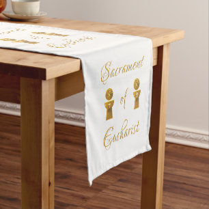 Chemin De Table Court Golden Sacrament of Eucharist Host and Chalice
