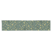 Chemin De Table Court Golden Stars ⭐ sur Green Table Runner (Horizontal)